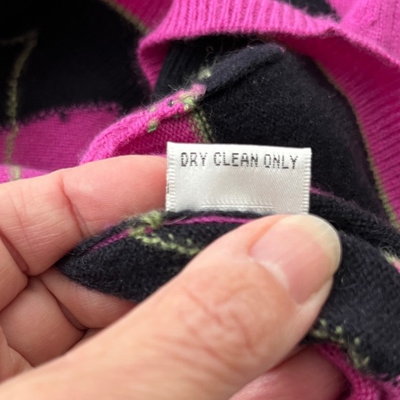 Talbots Cashmere Argyle Sweater Pink Black Preppy Y2K Academia - Picture 6 of 9